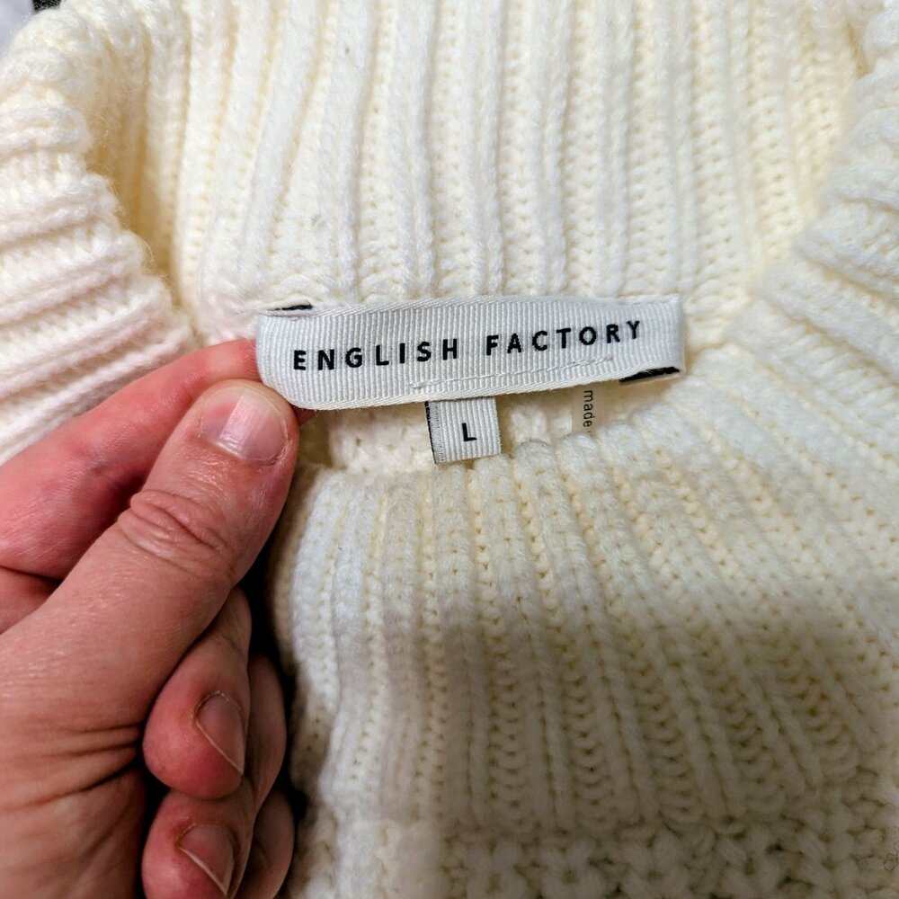 English Factory White/Black Heart Puff Sleeve Sweater - Picture 5 of 8